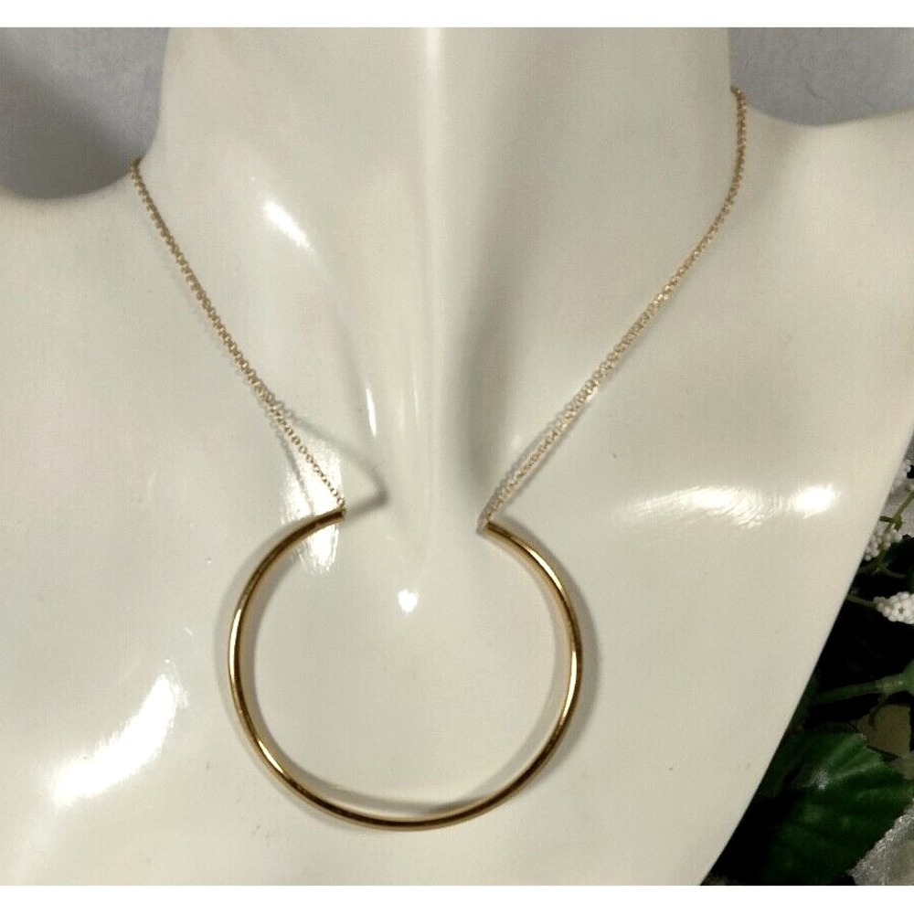 Grace and Flux Moonlight Necklace 14k Gold Plated Cable Chain 24k Plated Pendant